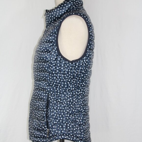TOMMY HILFIGER Women's Polka Dots Puffer Vest Navy and White, Size M Lightweight - Picture 4 of 9